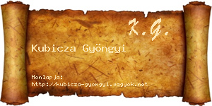 Kubicza Gyöngyi névjegykártya